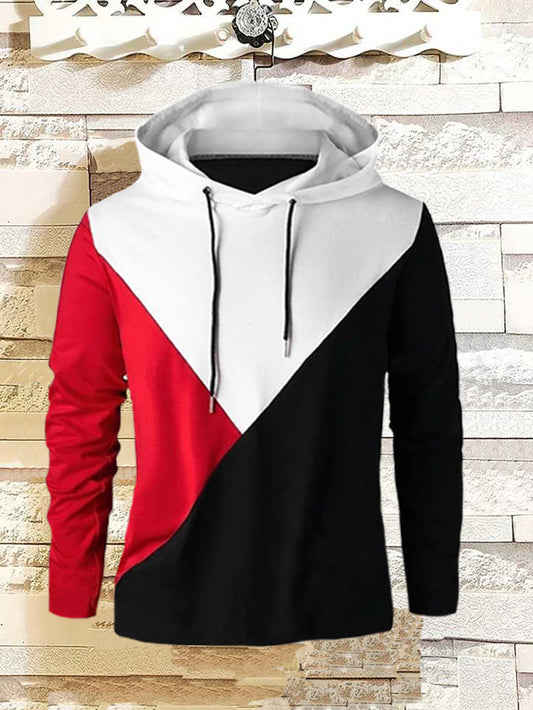 Mens Casual Cotton Color Block Hoodies